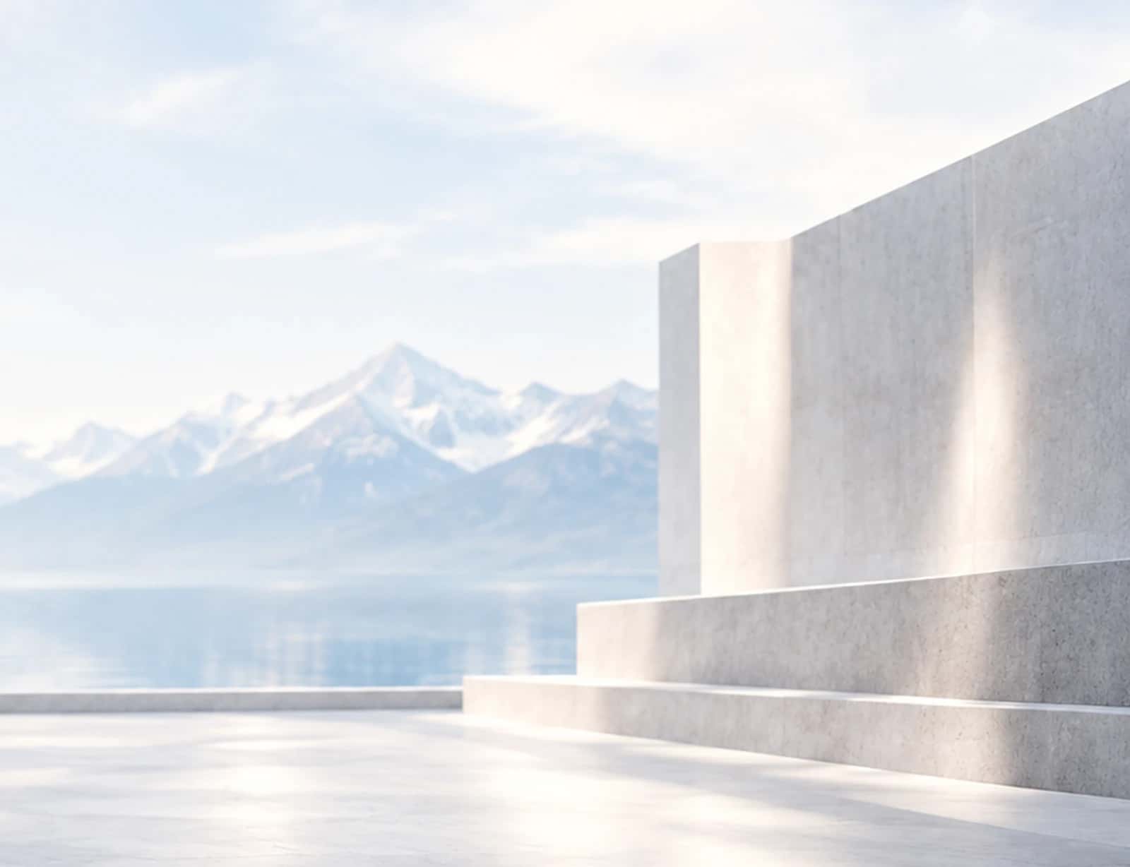 Concrete architecture framing a mountain view